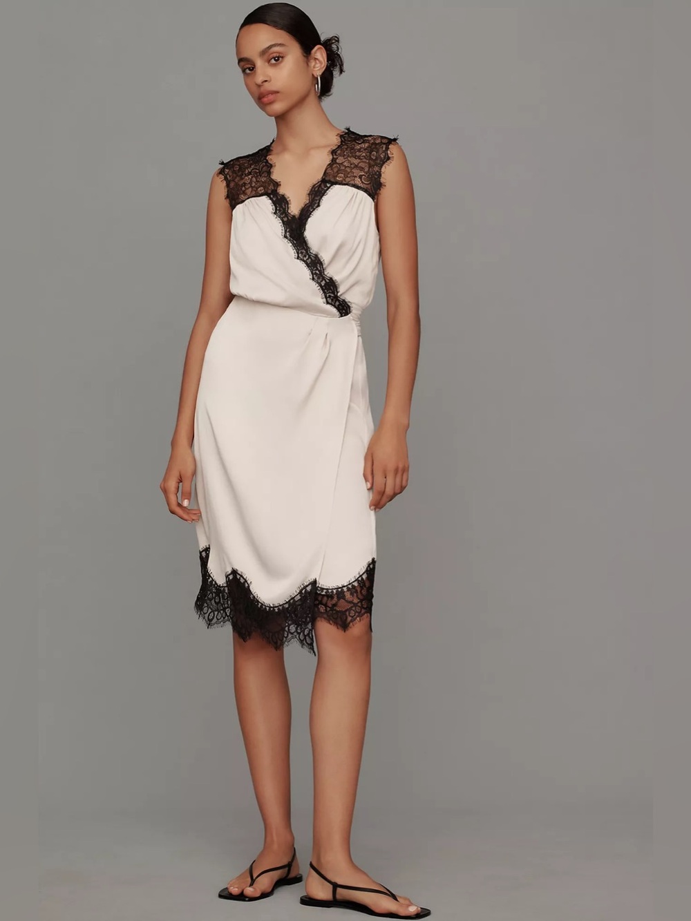 Anthropologie Sleeveless V-Neck Lace Wrap Midi Dress